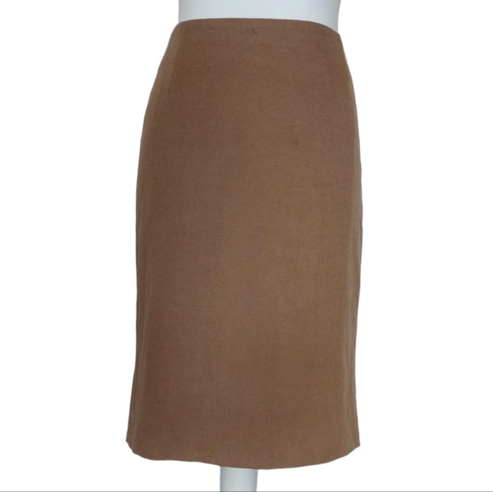 Jigsaw Pencil Skirt Wool Angora Cashmere Blend Beige Size 14 Fuzzy Midi 34"W - Picture 1 of 11